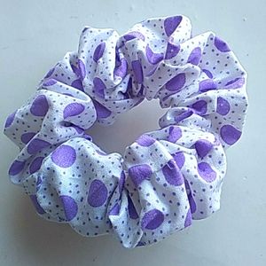 Purple polka dot scrunchie